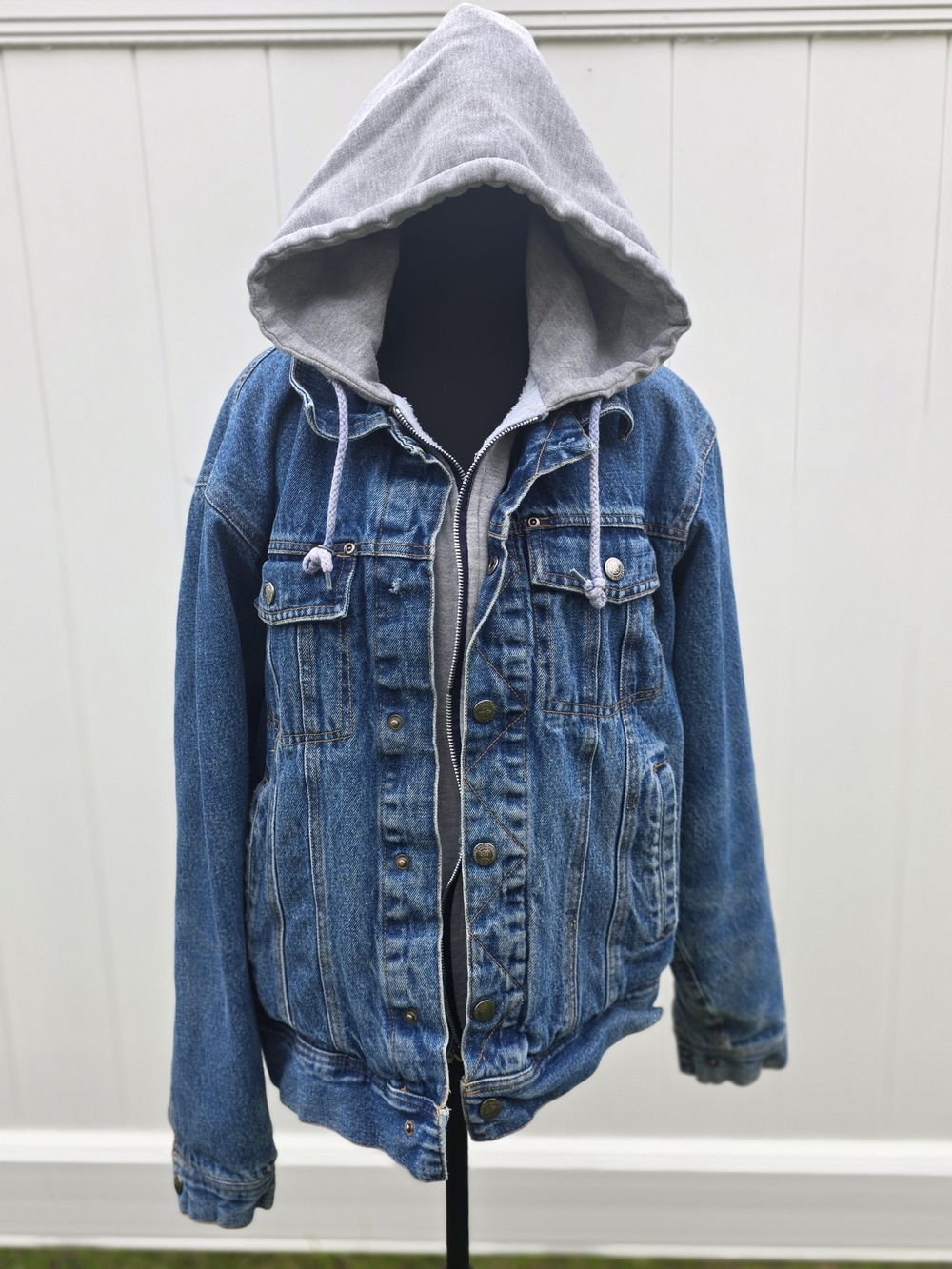 Windbreaker Men’s M Hooded Denim Jean Jacket Y2K 90s